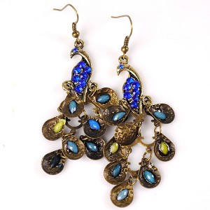 Prancing Peacock Earring Clips by New Lady